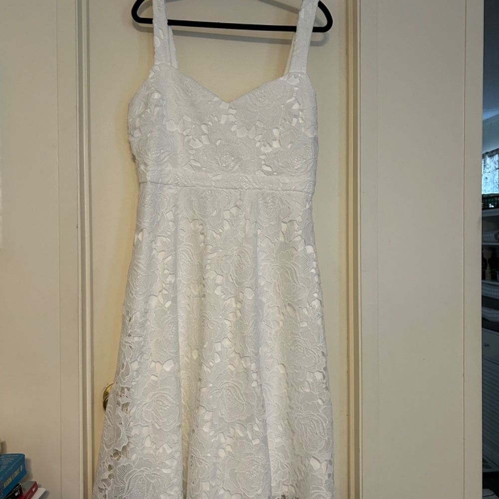 Divine Beauty White Lace Midi Dress with Pockets - Lulus
